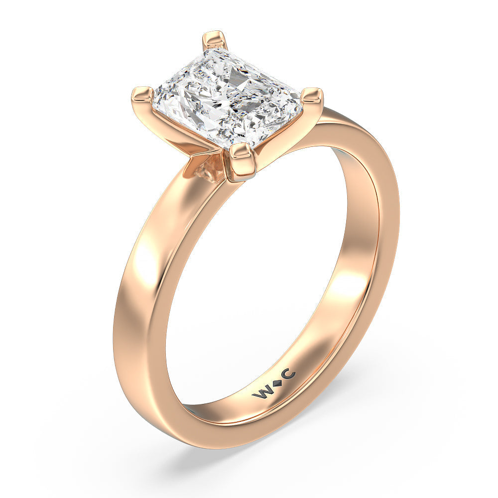 Radiant Cut Maxi Solitaire Diamond Engagement Ring with Lab Grown Diamond in 14KT Rose Gold view 3

