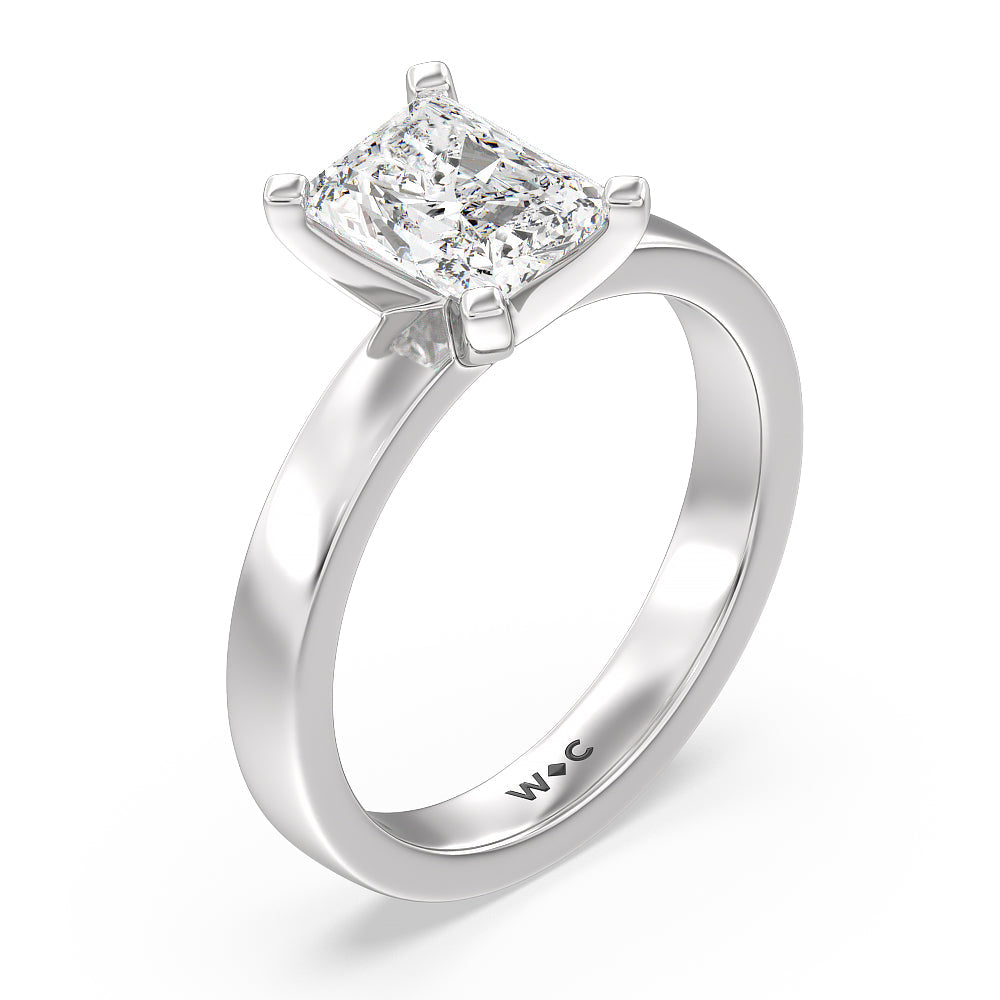 Radiant Cut Maxi Solitaire Diamond Engagement Ring with Lab Grown Diamond in 14KT Platinum view 3
