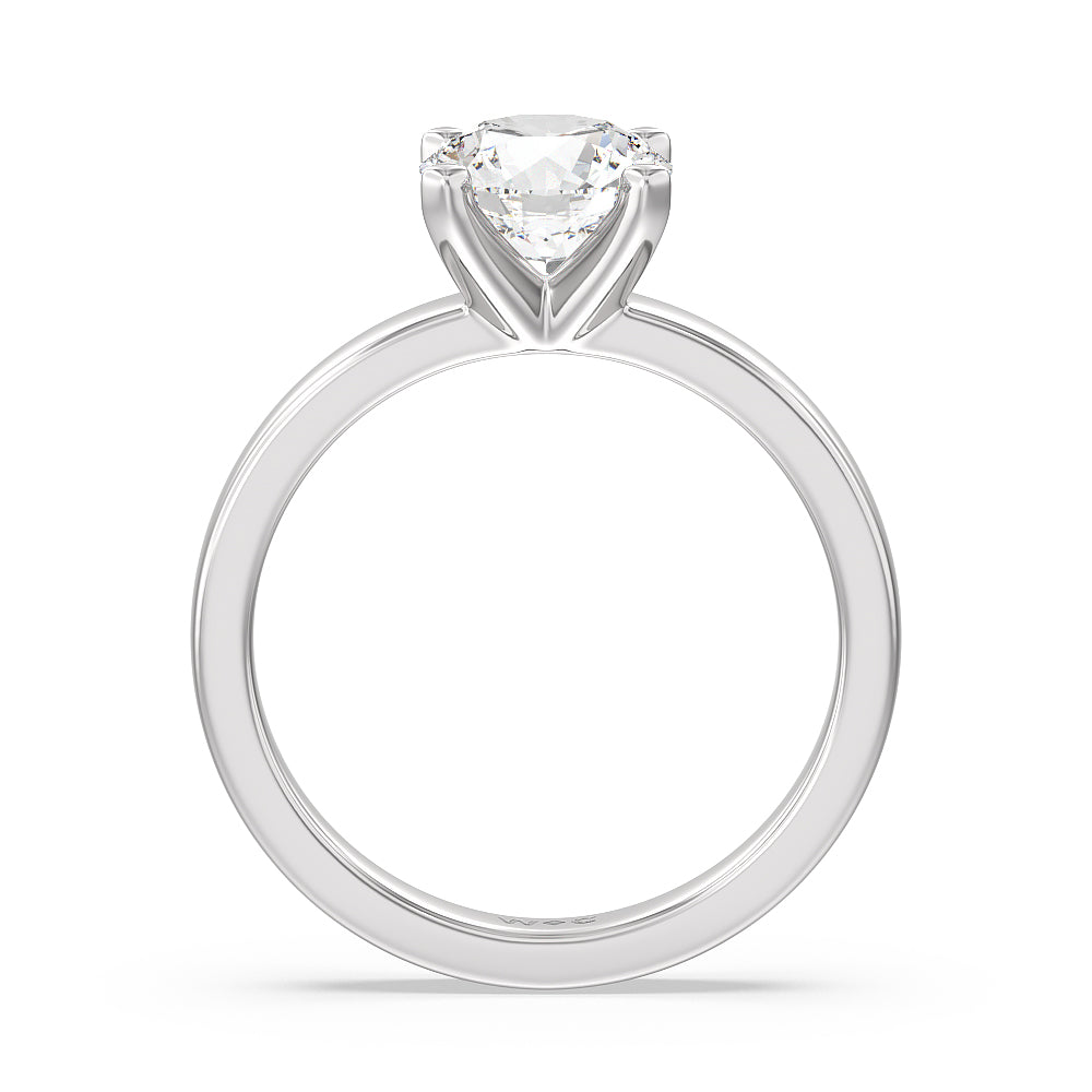 Round Cut Maxi Solitaire Diamond Engagement Ring with Lab Grown Diamond in 14KT Platinum view 2

