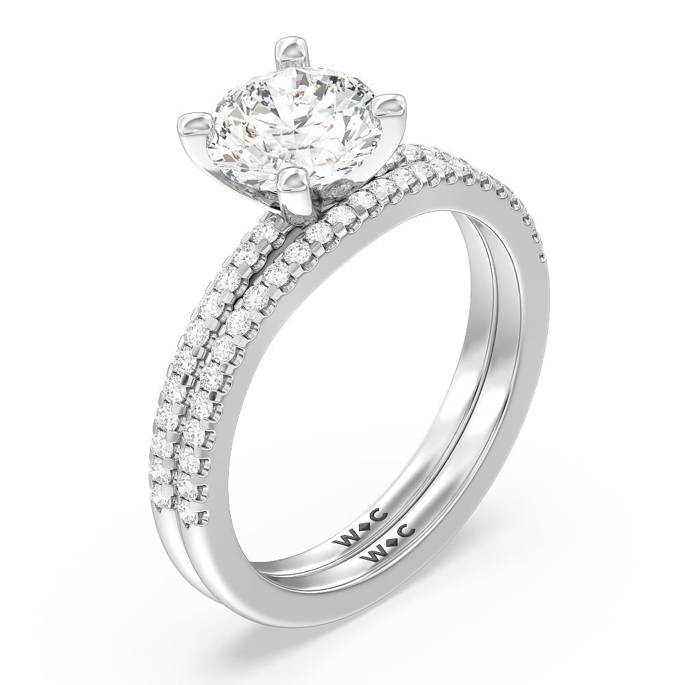 Vela Traditional Pave Diamond Engagement Ring with Oval Cut Diamond in 14KT Platinum view 4
