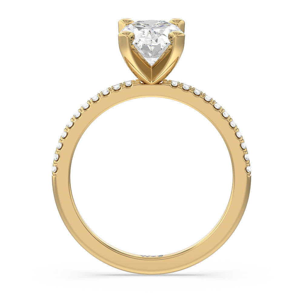 Oval Cut Vela Traditional Pave Diamond Engagement Ring with Lab Grown Diamond in 14KT Yellow Gold view 2
