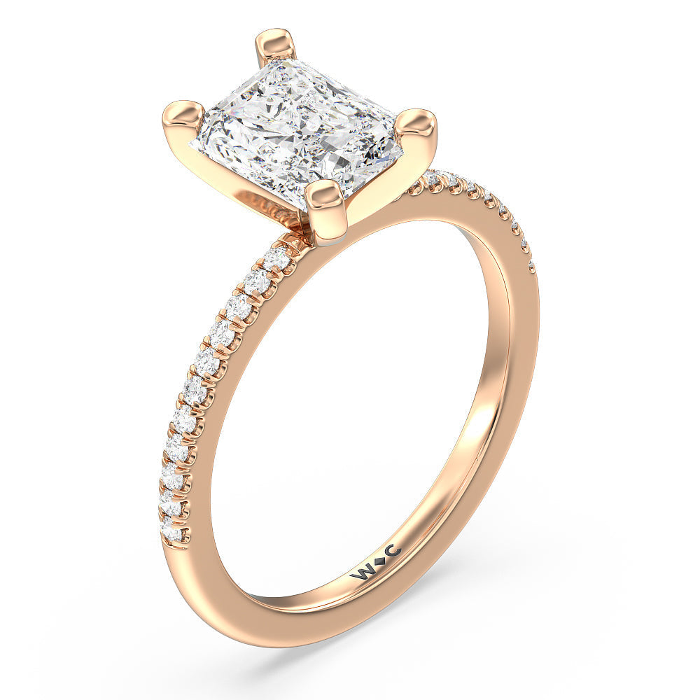 Radiant Cut Vela Traditional Pave Diamond Engagement Ring with Lab Grown Diamond in 14KT Rose Gold view 3
