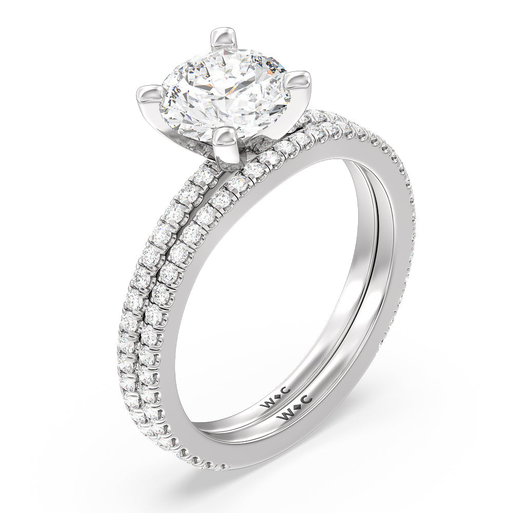 Ara Traditional Pave Diamond Engagement Ring with Asscher Cut Diamond in 14KT Platinum view 4
