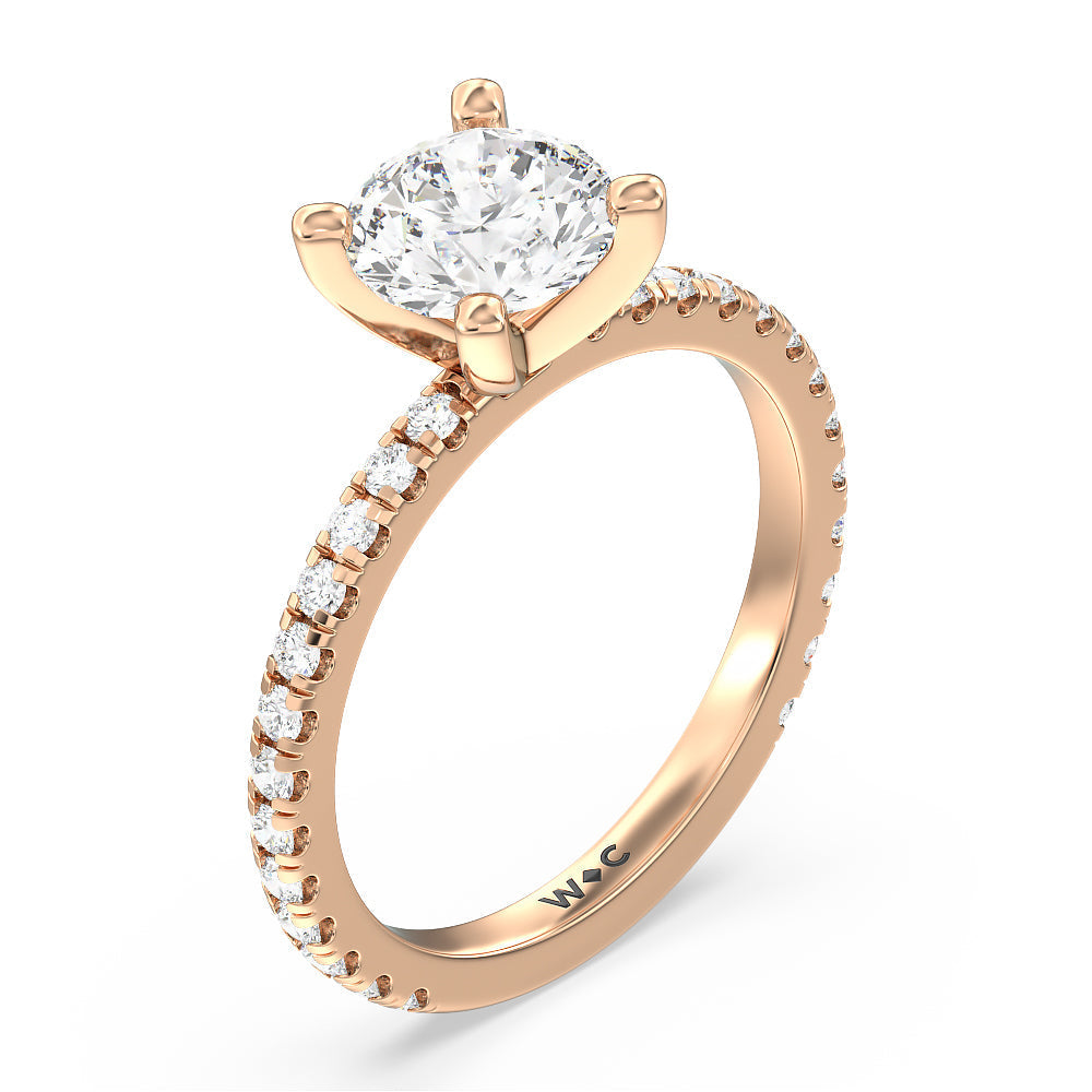 Ara Medi Traditional Pave Diamond Engagement Ring with Round Cut Diamond in 14KT Rose Gold view 3
