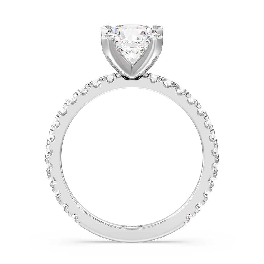 Ara Medi Traditional Pave Diamond Engagement Ring with Round Cut Diamond in 14KT Platinum view 2
