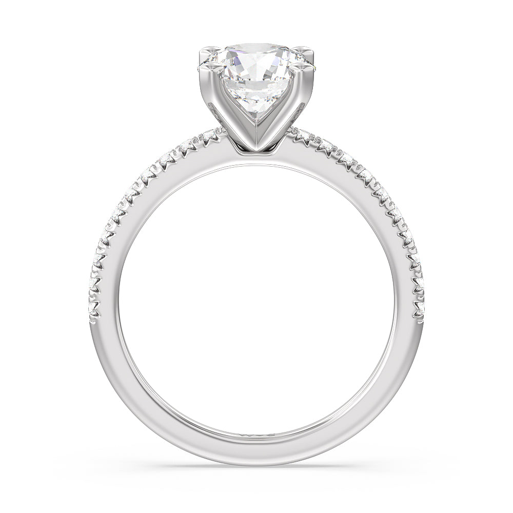 Vela Medi French Set Diamond Engagement Ring with Round Cut Diamond in 14KT Platinum view 2
