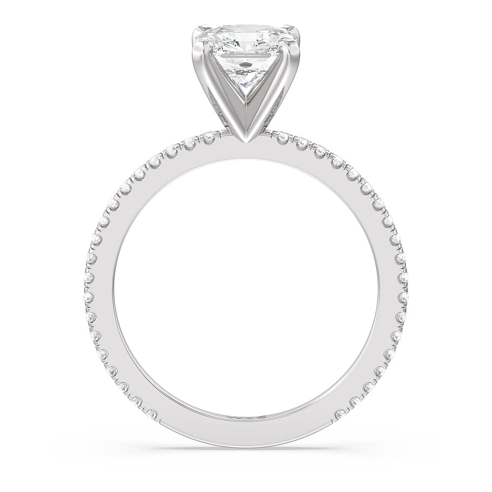 Ara Fine Classic Pave Diamond Engagement Ring with Asscher Cut Diamond in 14KT Platinum view 2
