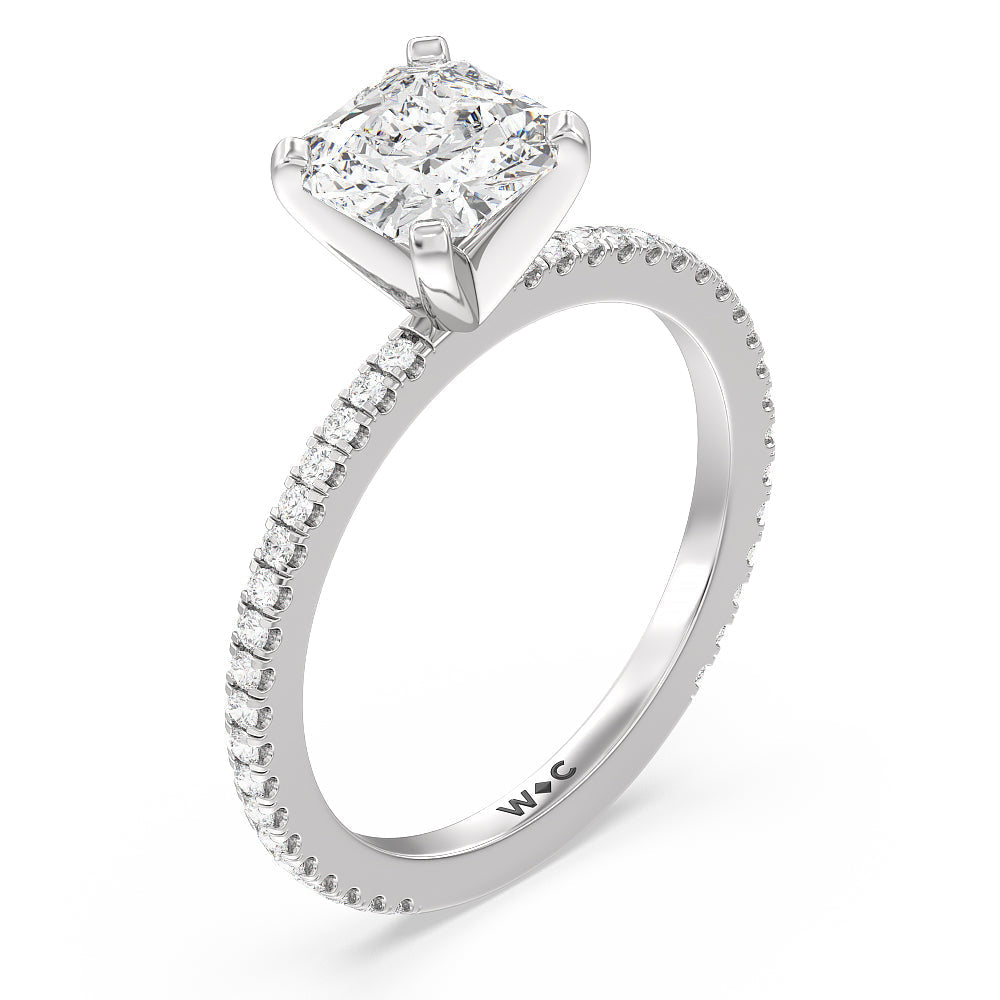 Ara Fine Classic Pave Diamond Engagement Ring with Asscher Cut Diamond in 14KT Platinum view 3
