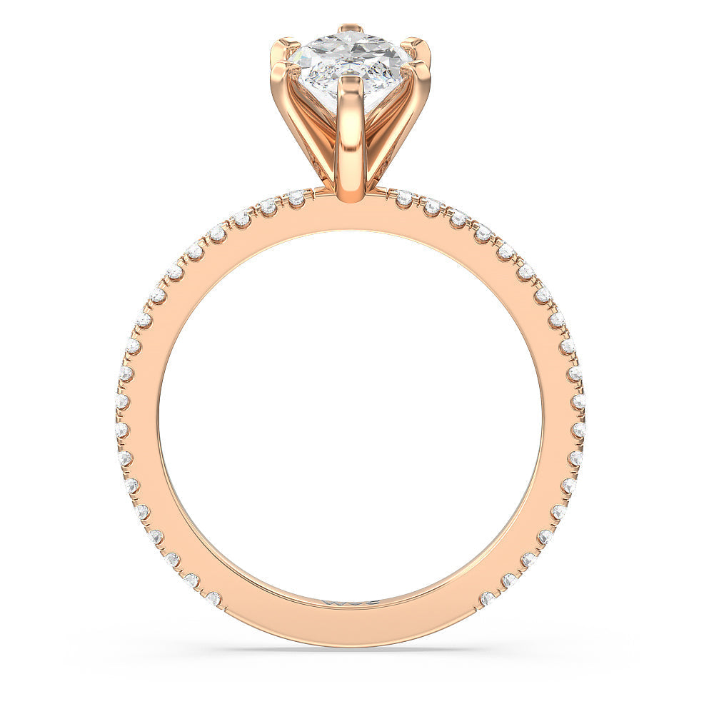 Ara Fine Classic Pave Diamond Engagement Ring with Marquise Cut Diamond in 14KT Rose Gold view 2
