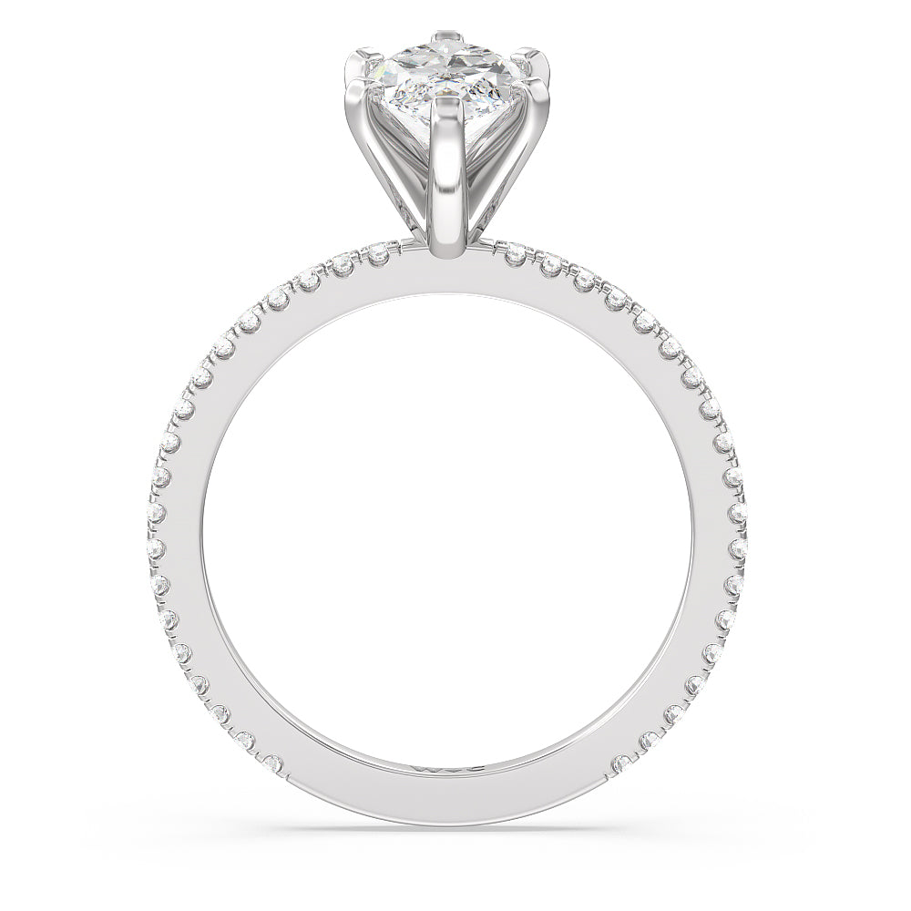 Ara Fine Classic Pave Diamond Engagement Ring with Marquise Cut Diamond in 14KT Platinum view 2
