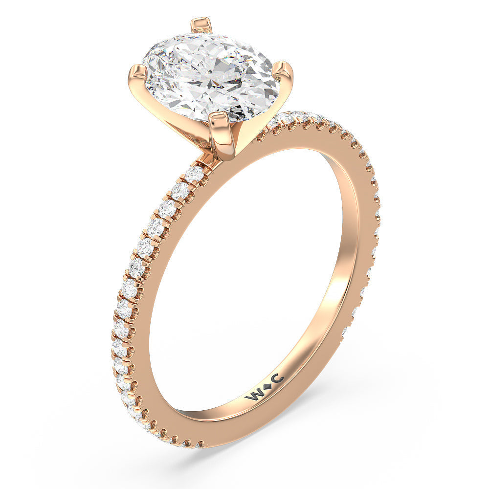 Ara Fine Classic Pave Diamond Engagement Ring with Oval Cut Diamond in 14KT Rose Gold view 3
