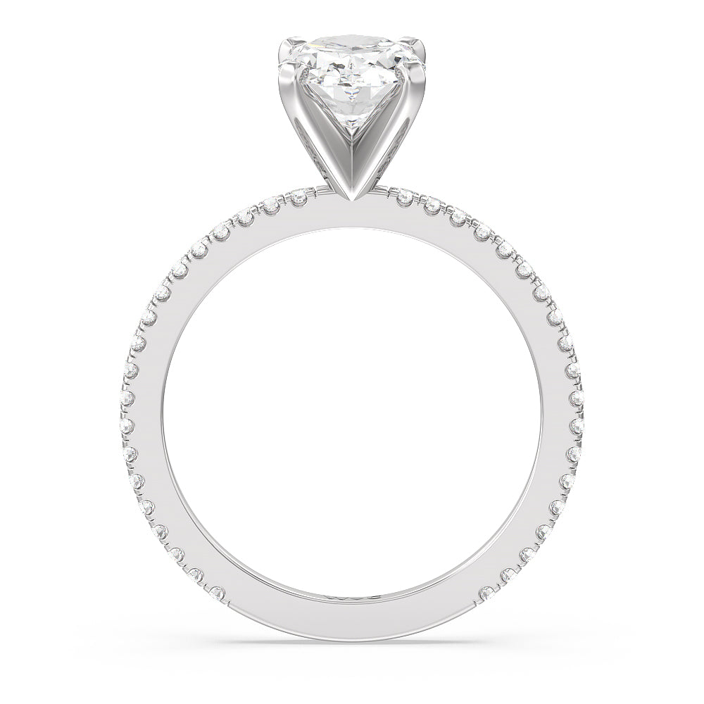 Ara Fine Classic Pave Diamond Engagement Ring with Oval Cut Diamond in 14KT Platinum view 2
