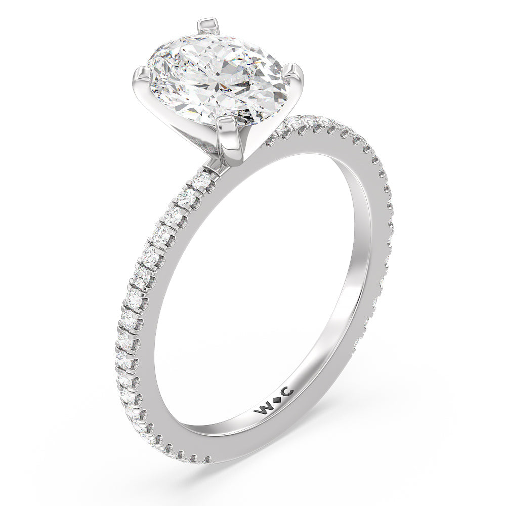 Ara Fine Classic Pave Diamond Engagement Ring with Oval Cut Diamond in 14KT Platinum view 3
