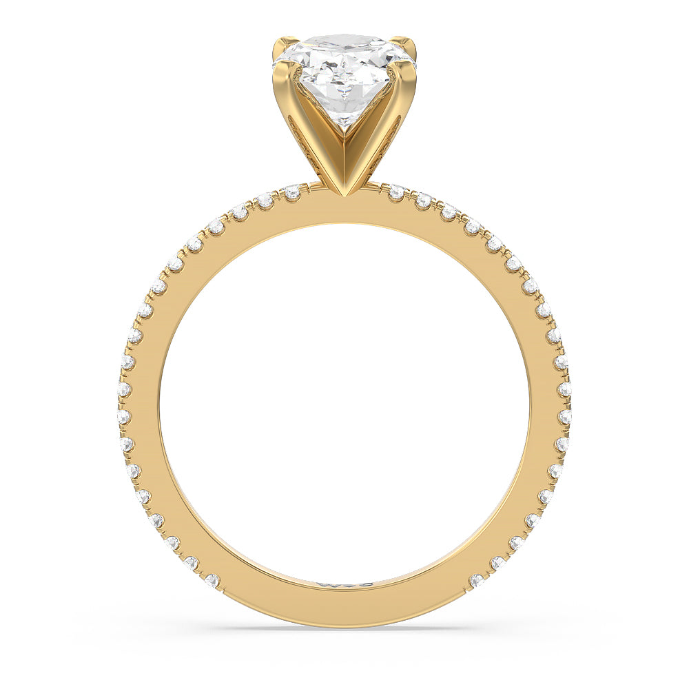 Ara Fine Classic Pave Diamond Engagement Ring with Oval Cut Diamond in 14KT Yellow Gold view 2

