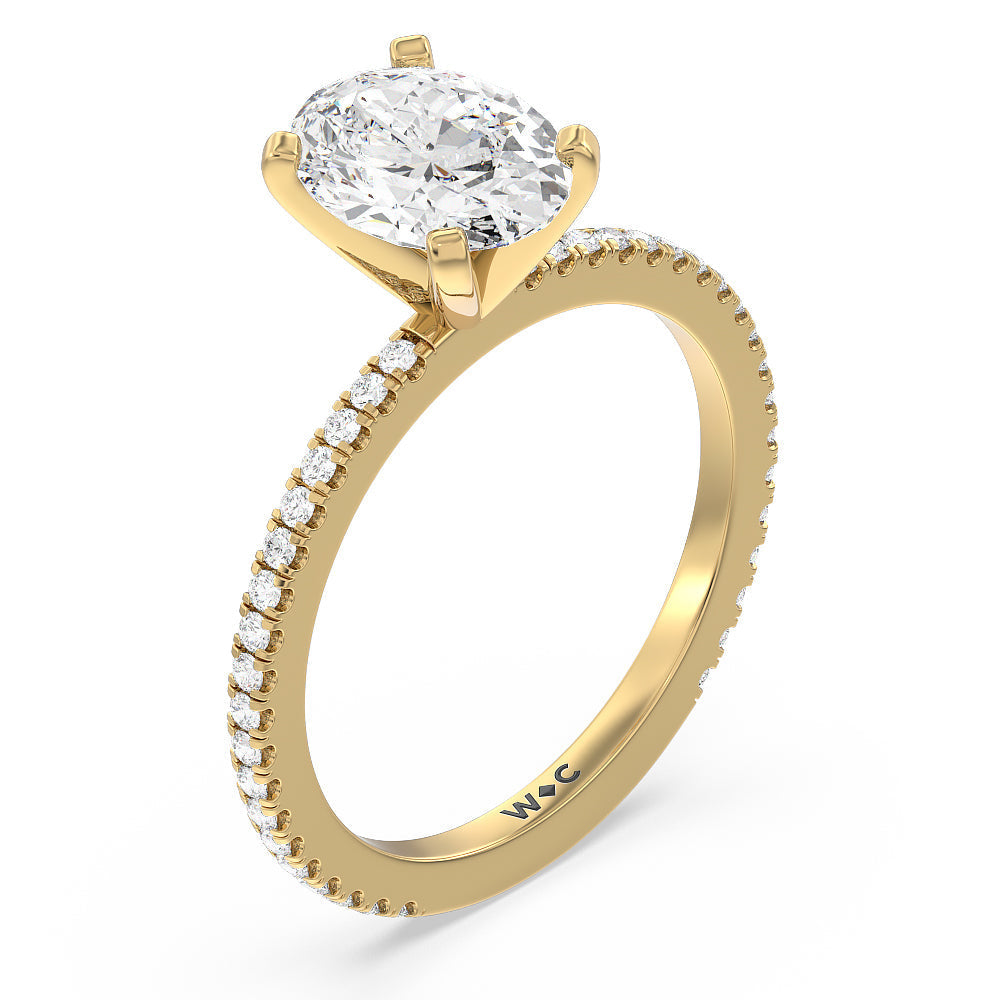Ara Fine Classic Pave Diamond Engagement Ring with Oval Cut Diamond in 14KT Yellow Gold view 3
