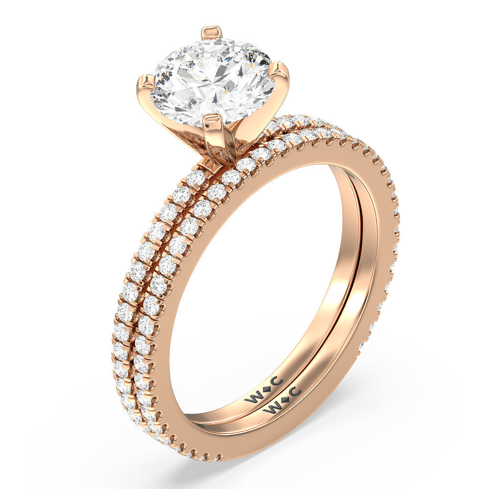 Ara Fine Classic Pave Diamond Engagement Ring with Pear Cut Diamond in 14KT Rose Gold view 4
