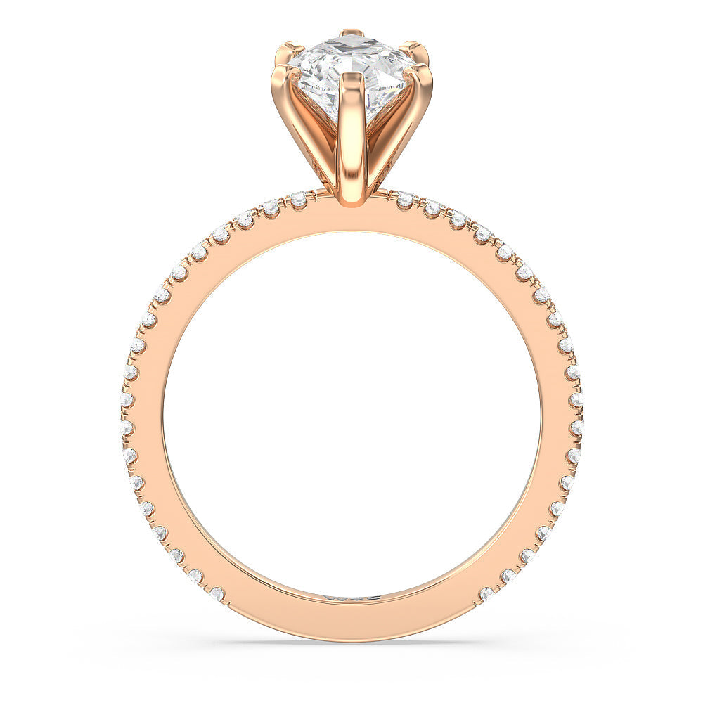 Ara Fine Classic Pave Diamond Engagement Ring with Pear Cut Diamond in 14KT Rose Gold view 2
