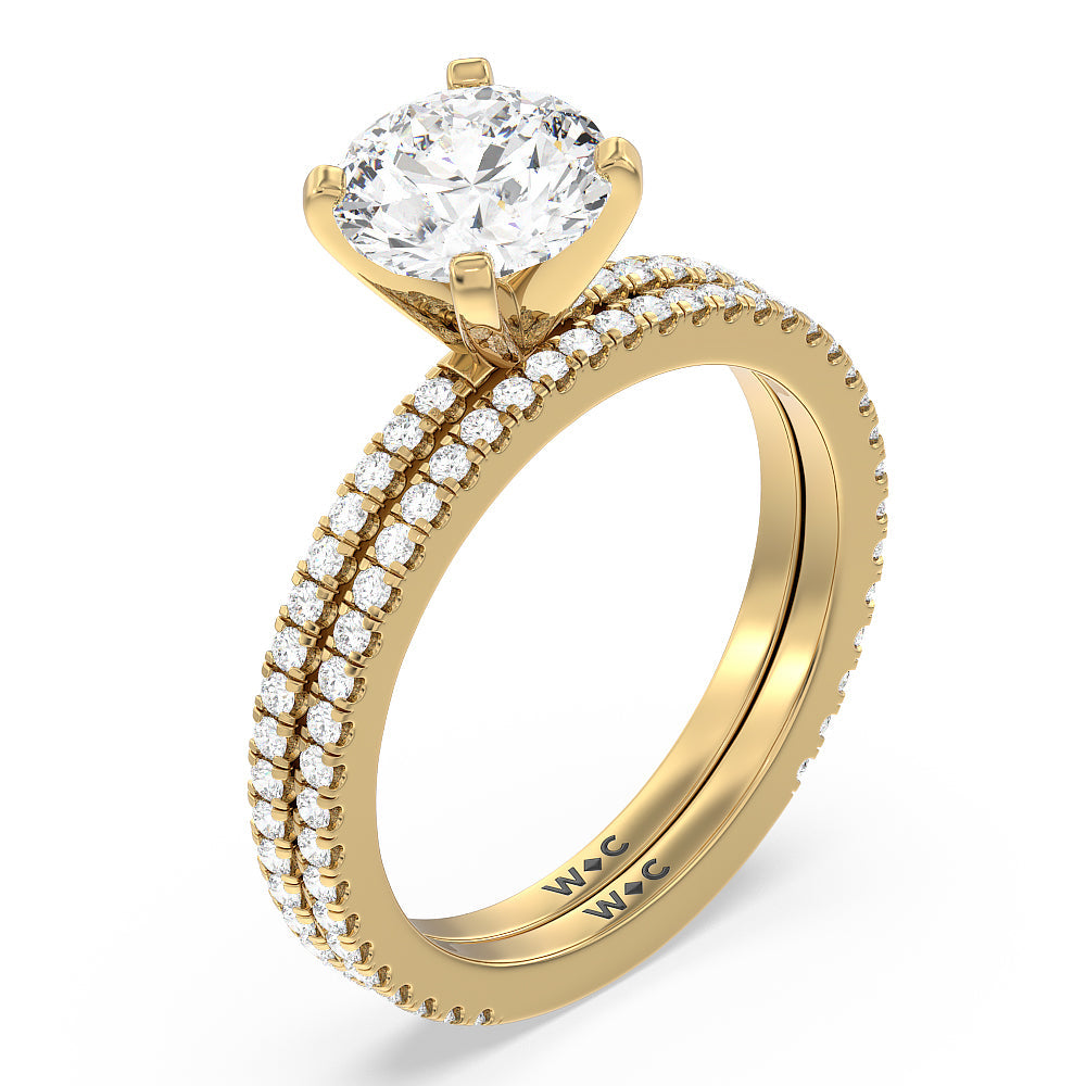 Ara Fine Classic Pave Diamond Engagement Ring with Pear Cut Diamond in 14KT Yellow Gold view 4
