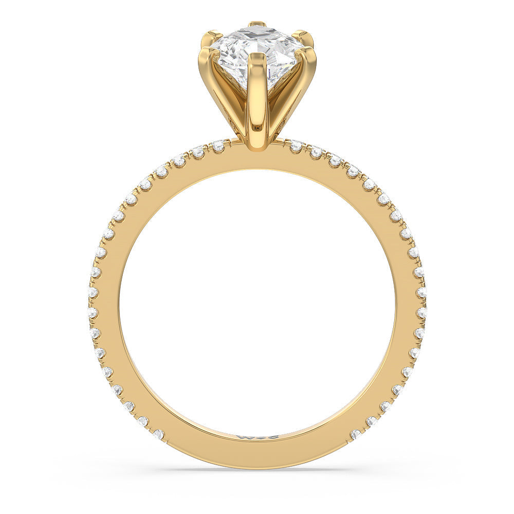 Ara Fine Classic Pave Diamond Engagement Ring with Pear Cut Diamond in 14KT Yellow Gold view 2
