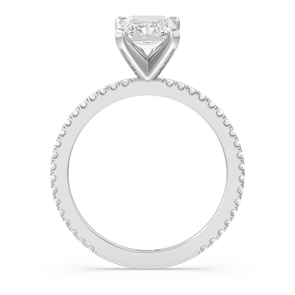 Ara Fine Classic Pave Diamond Engagement Ring with Radiant Cut Diamond in 14KT Platinum view 2
