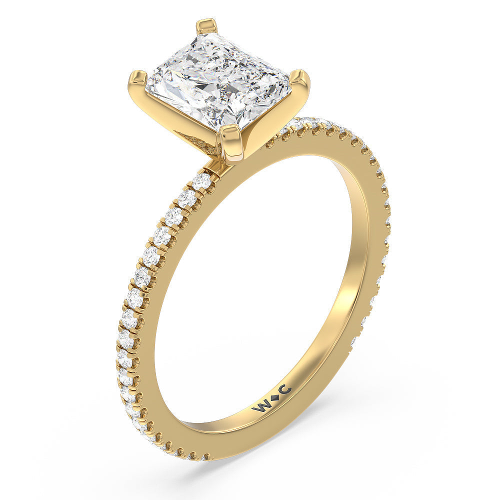 Ara Fine Classic Pave Diamond Engagement Ring with Radiant Cut Diamond in 14KT Yellow Gold view 3
