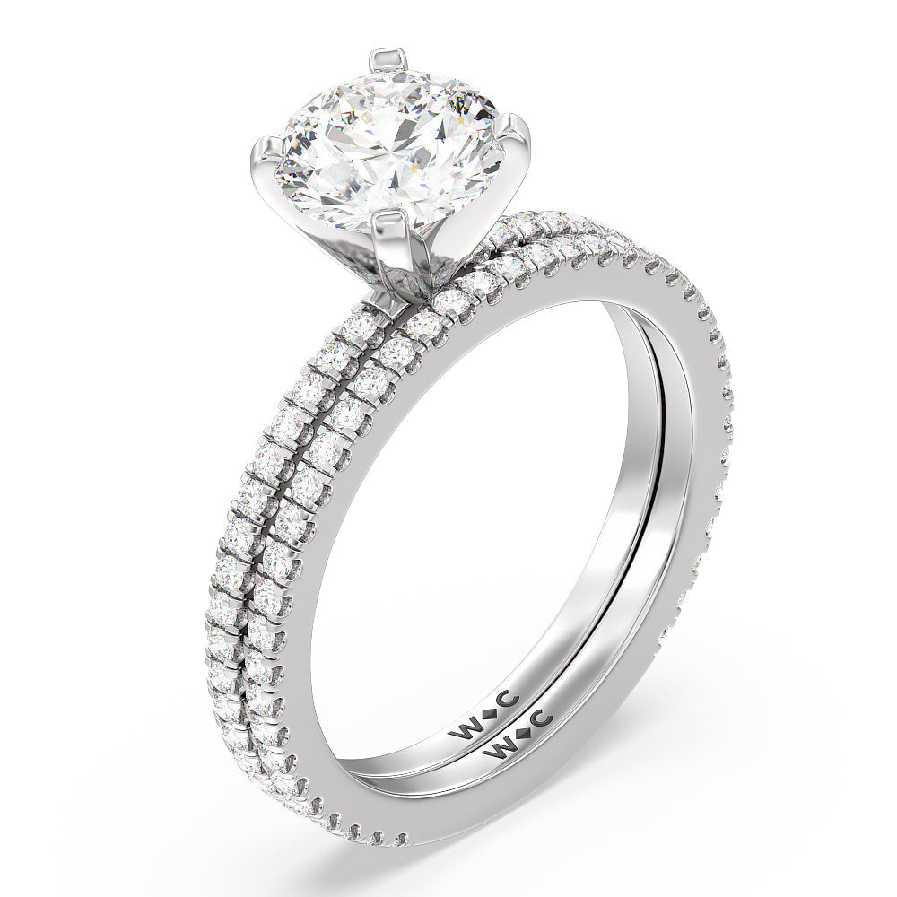 Ara Fine Classic Pave Diamond Engagement Ring with Round Cut Diamond in 14KT Platinum view 4
