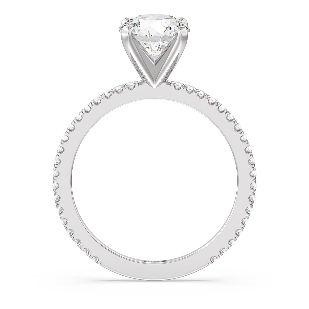 Ara Fine Classic Pave Diamond Engagement Ring with Round Cut Diamond in 14KT Platinum view 2
