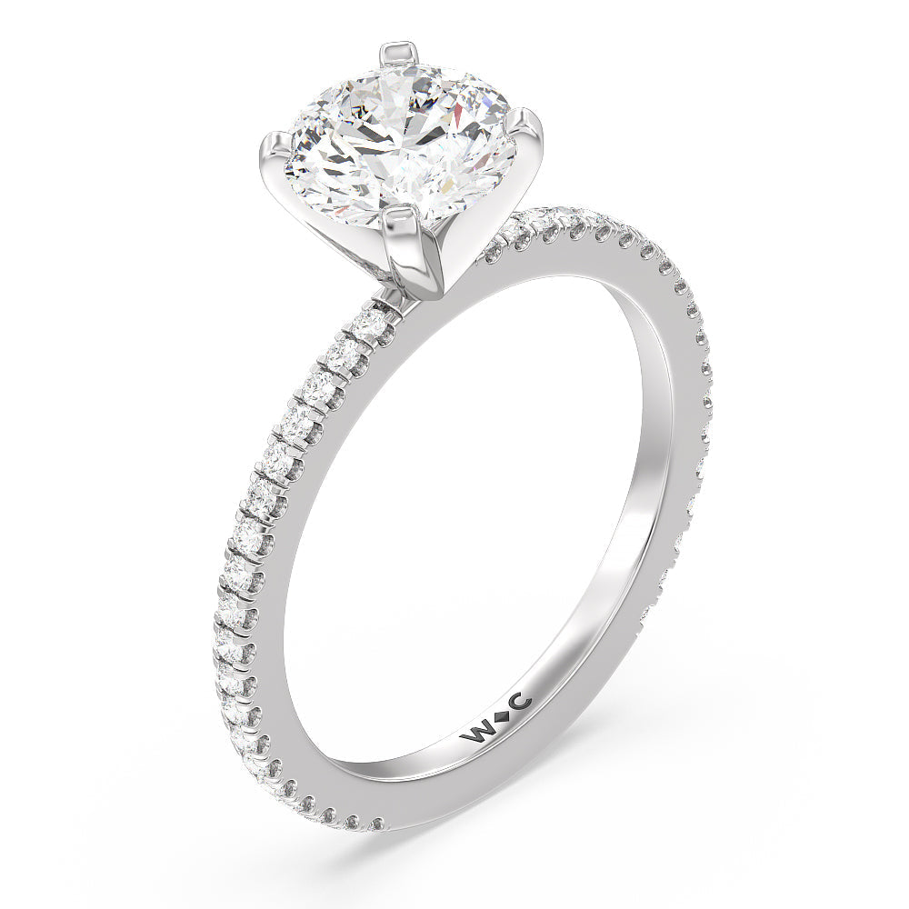 Ara Fine Classic Pave Diamond Engagement Ring with Round Cut Diamond in 14KT Platinum view 3
