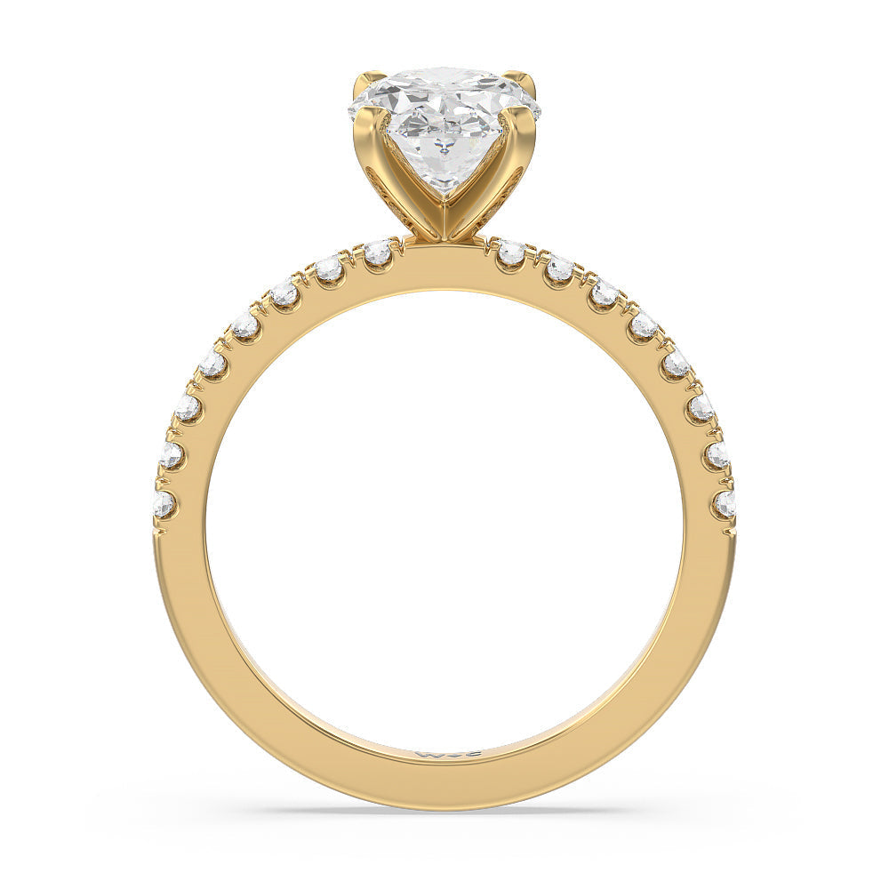 Vela Classic Pave Diamond Engagement Ring with Oval Cut Diamond in 14KT Yellow Gold view 3
