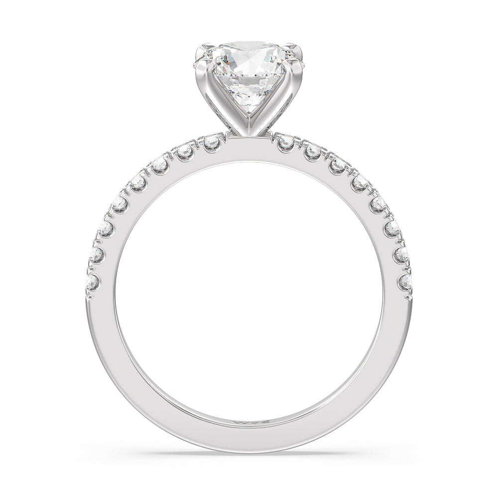 Vela Classic Pave Diamond Engagement Ring with Round Cut Diamond in 14KT Platinum view 3
