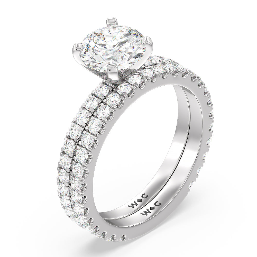 Ara Midi Classic Pave Diamond Engagement Ring with Round Cut Diamond in 14KT Platinum view 4
