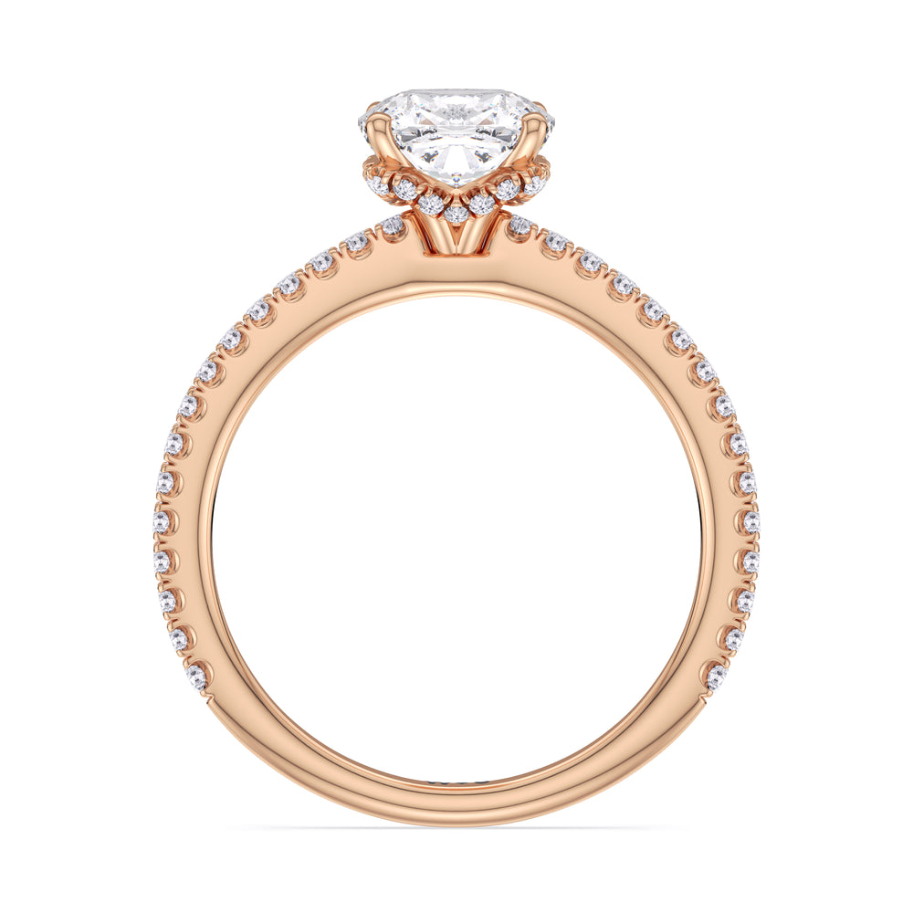 Ara Fine Hidden Halo Engagement Ring with Cushion Cut Diamond in 14KT Rose Gold view 2
