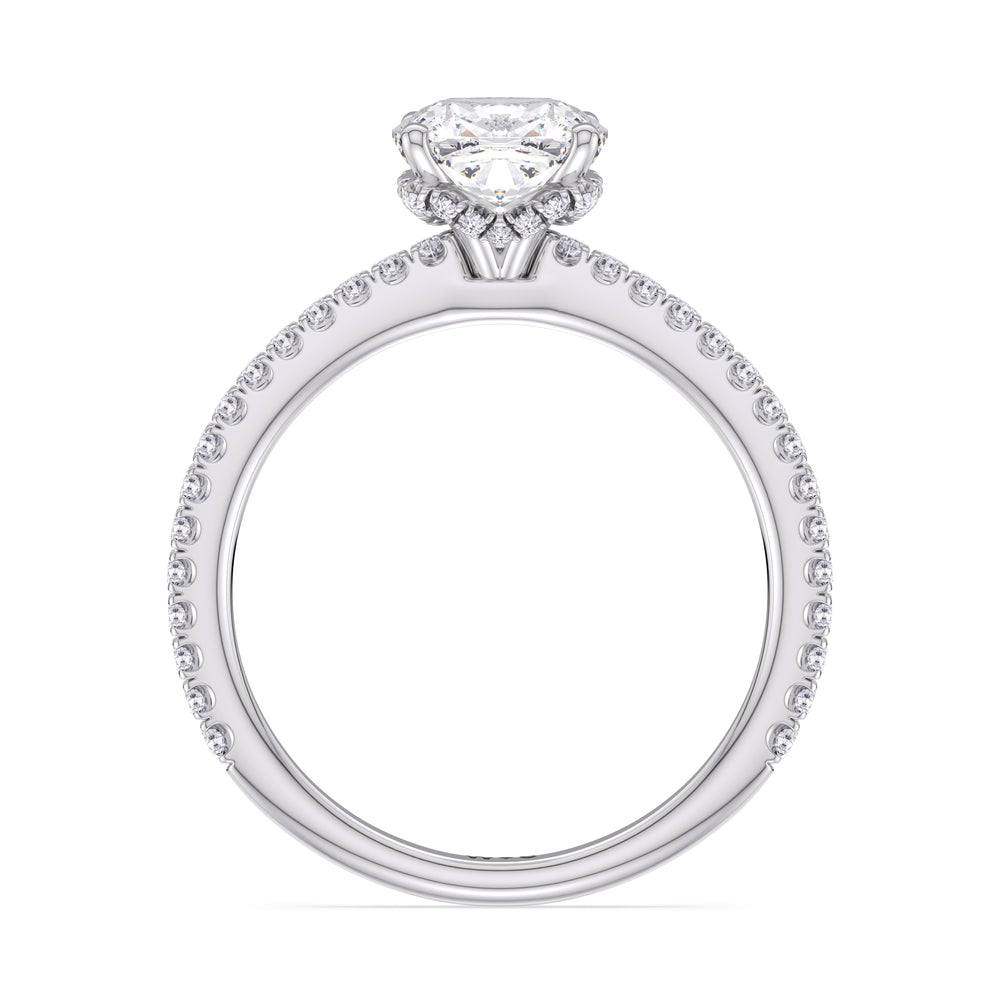 Ara Fine Hidden Halo Engagement Ring with Cushion Cut Diamond in 14KT Platinum view 2
