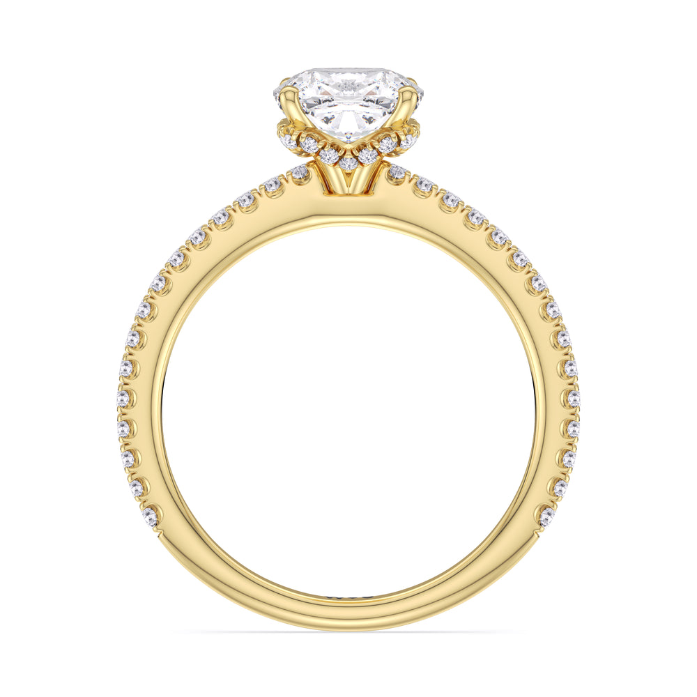 Ara Fine Hidden Halo Engagement Ring with Cushion Cut Diamond in 14KT Yellow Gold view 2
