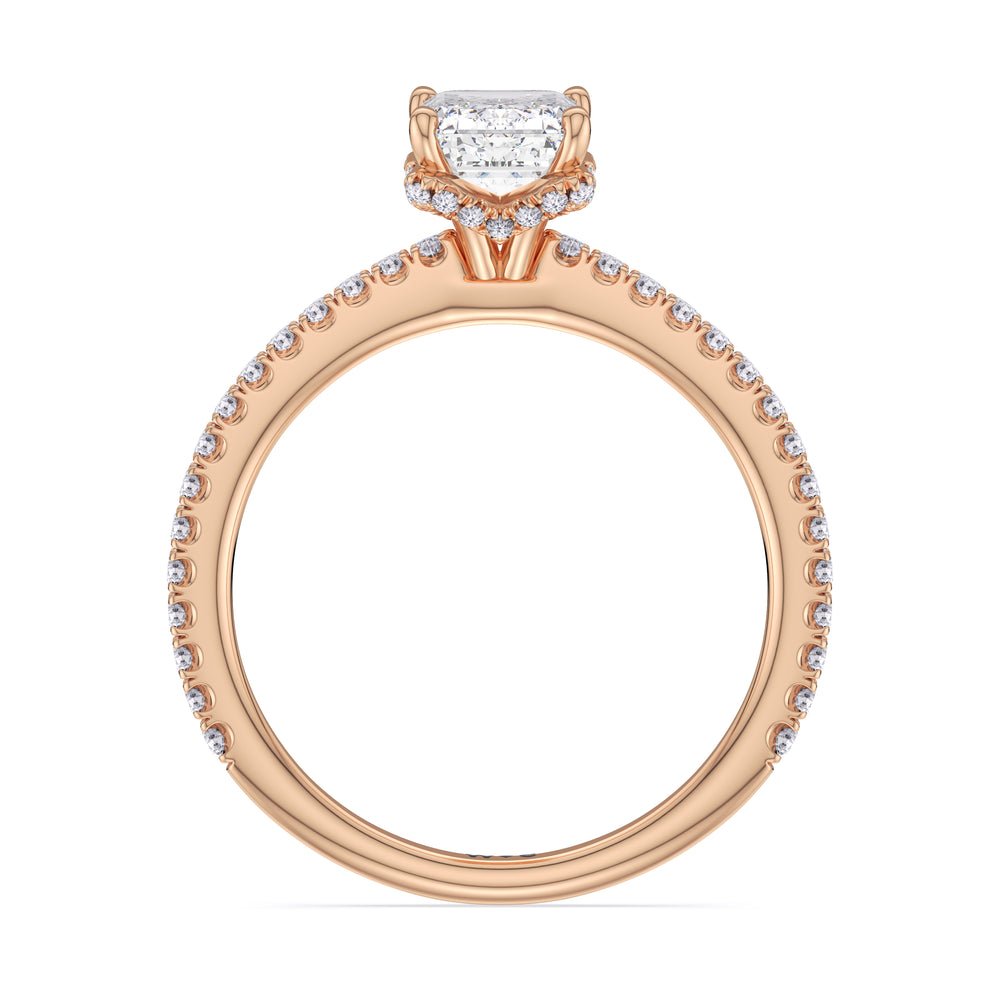 Ara Fine Hidden Halo Engagement Ring with Emerald Cut Diamond in 14KT Rose Gold view 2
