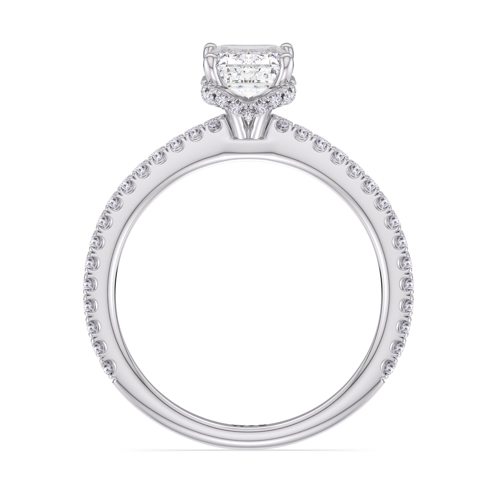 Ara Fine Hidden Halo Engagement Ring with Emerald Cut Diamond in 14KT Platinum view 2

