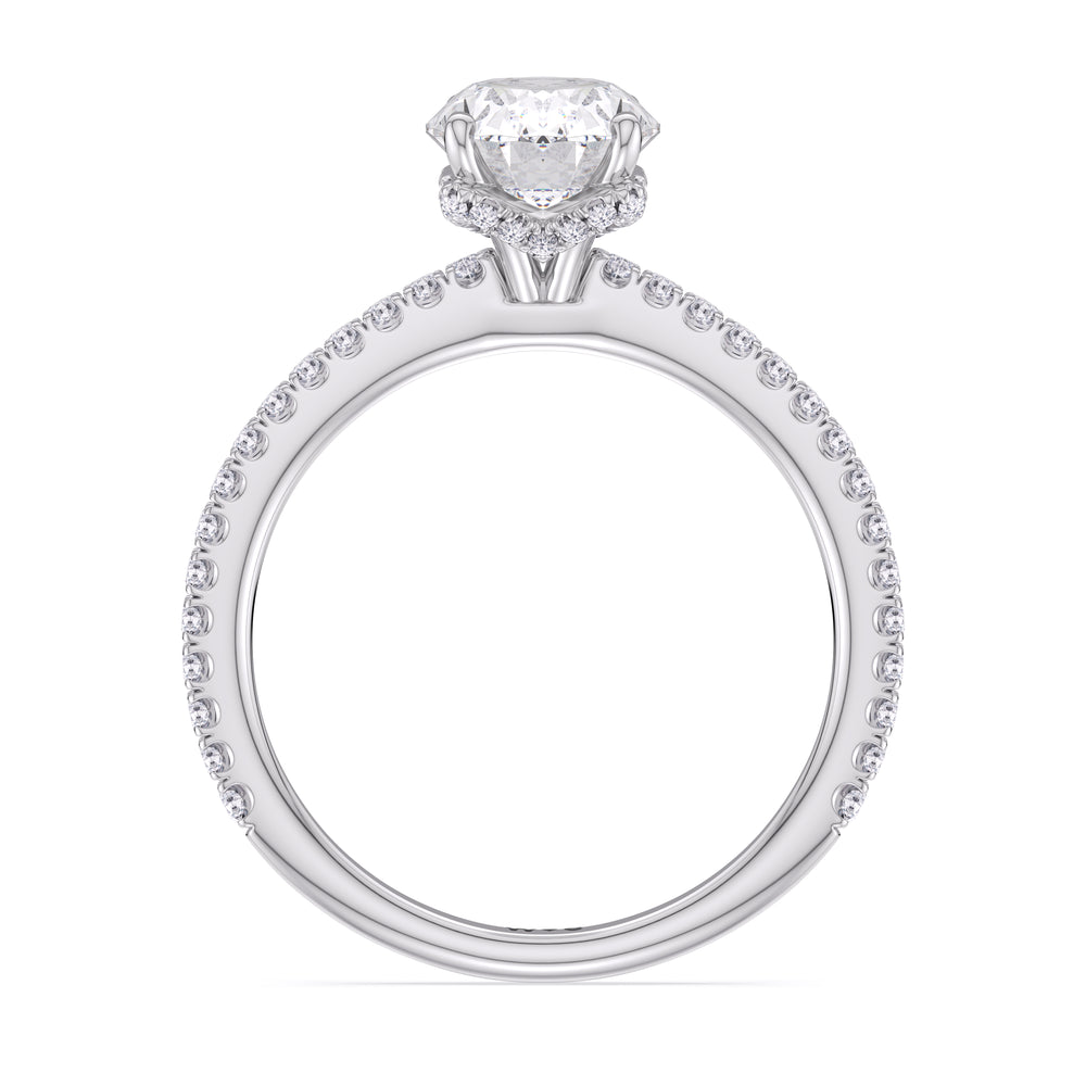 Ara Fine Hidden Halo Engagement Ring with Oval Cut Diamond in 14KT Platinum view 2
