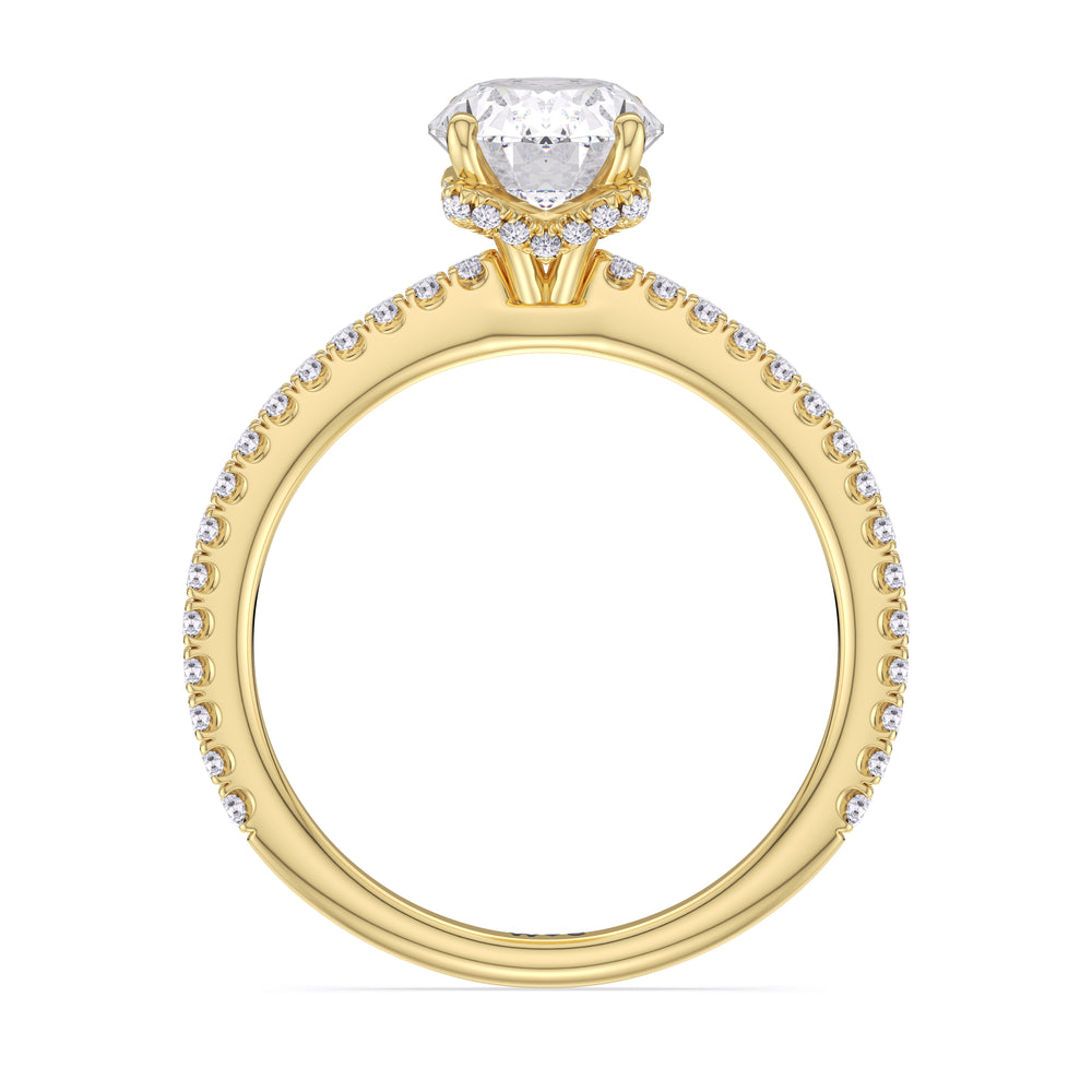 Ara Fine Hidden Halo Engagement Ring with Oval Cut Diamond in 14KT Yellow Gold view 2
