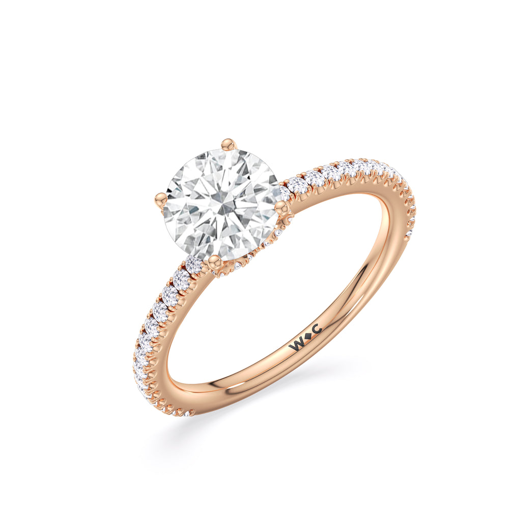 Ara Fine Hidden Halo Engagement Ring with Round Cut Diamond in 14KT Rose Gold view 3
