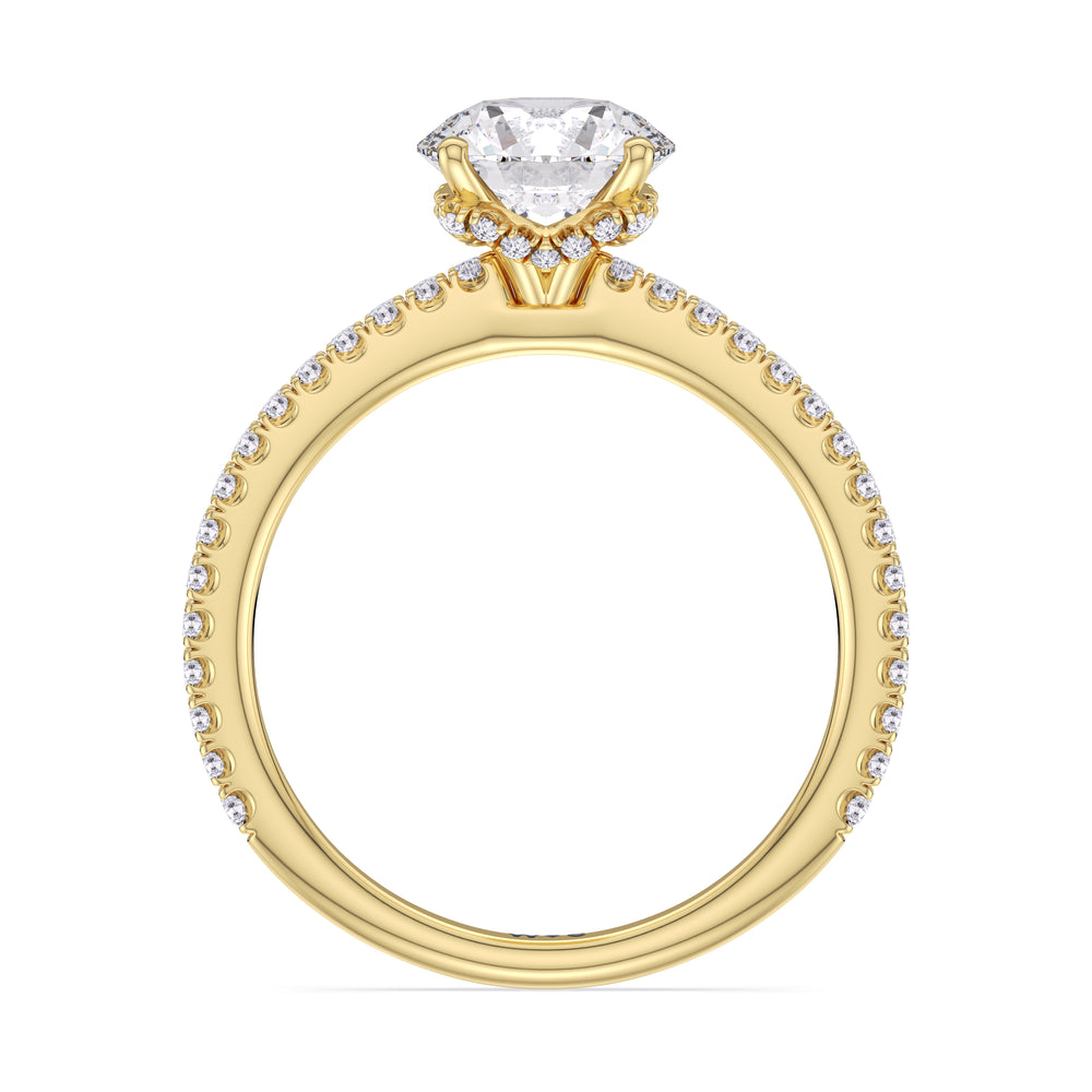 Ara Fine Hidden Halo Engagement Ring with Round Cut Diamond in 14KT Yellow Gold view 2
