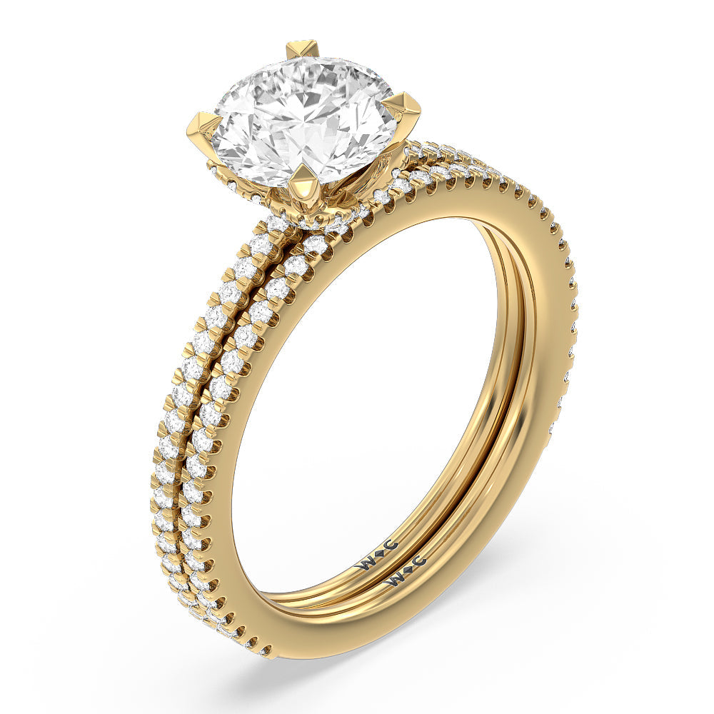 Cushion Cut Ara Fine Hidden Halo Engagement Ring with Lab Grown Diamond in 14KT Yellow Gold view 6

