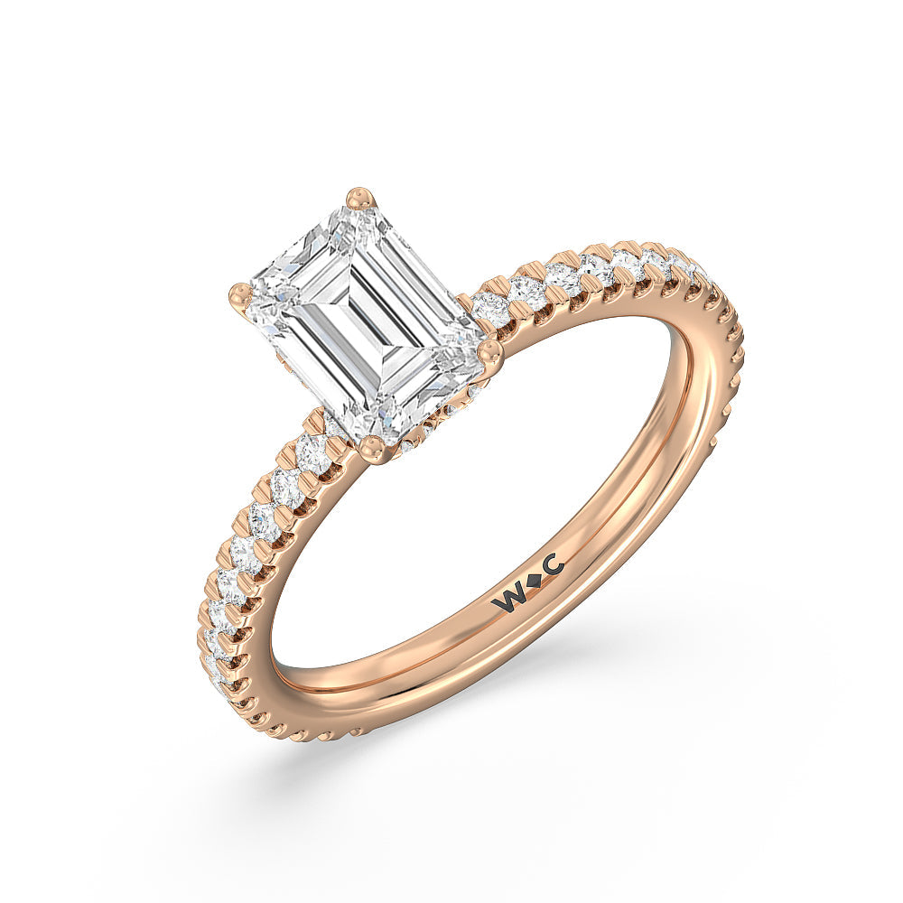 Emerald Cut Ara Midi Hidden Halo Engagement Ring with Lab Grown Diamond in 14KT Rose Gold view 3
