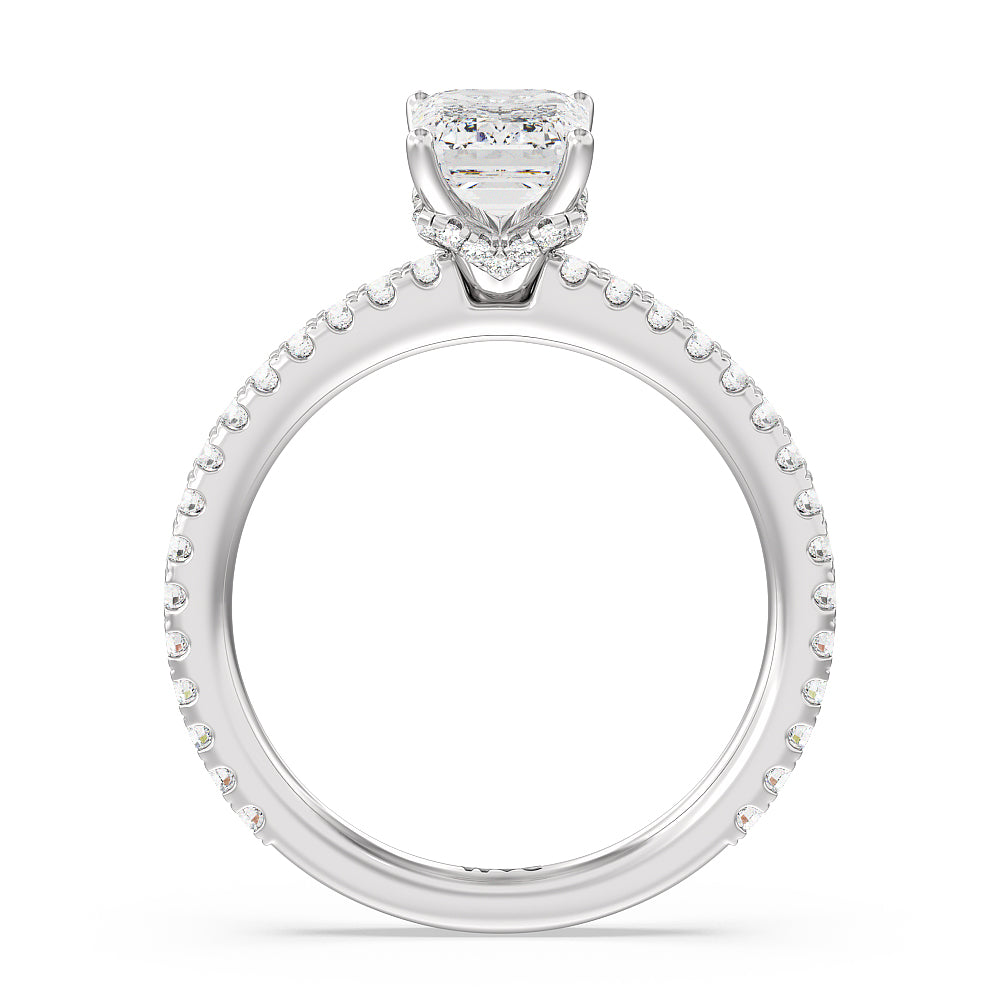 Emerald Cut Ara Midi Hidden Halo Engagement Ring with Lab Grown Diamond in 14KT Platinum view 2
