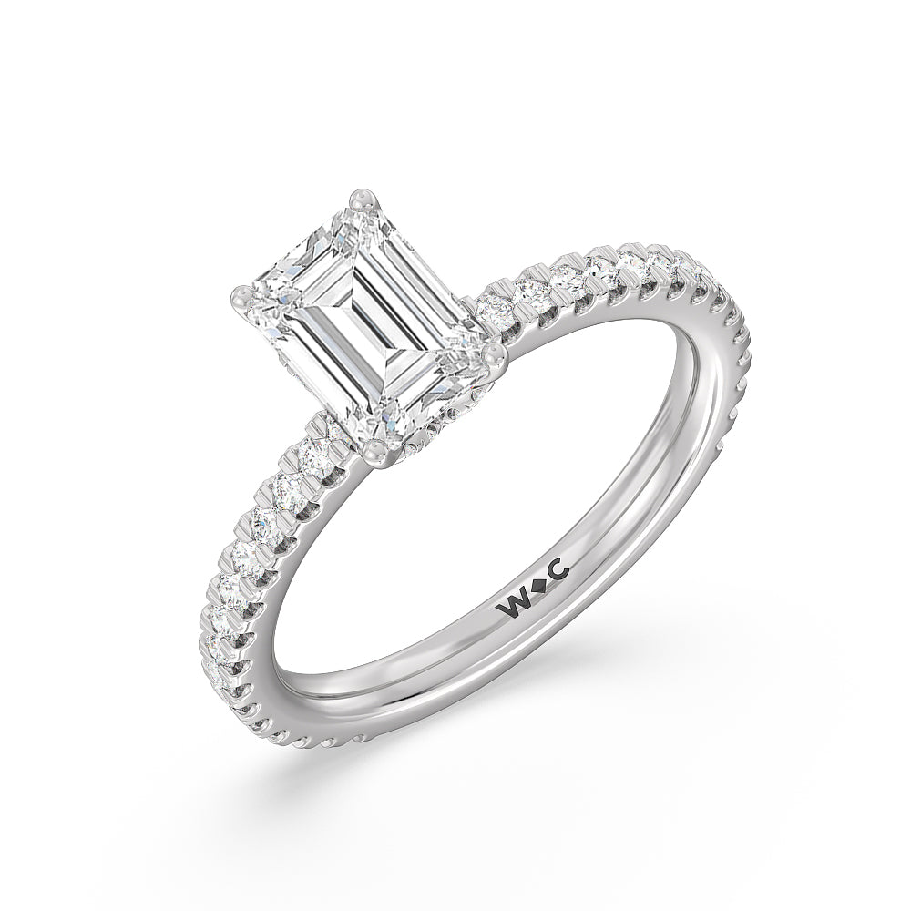 Emerald Cut Ara Midi Hidden Halo Engagement Ring with Lab Grown Diamond in 14KT Platinum view 3
