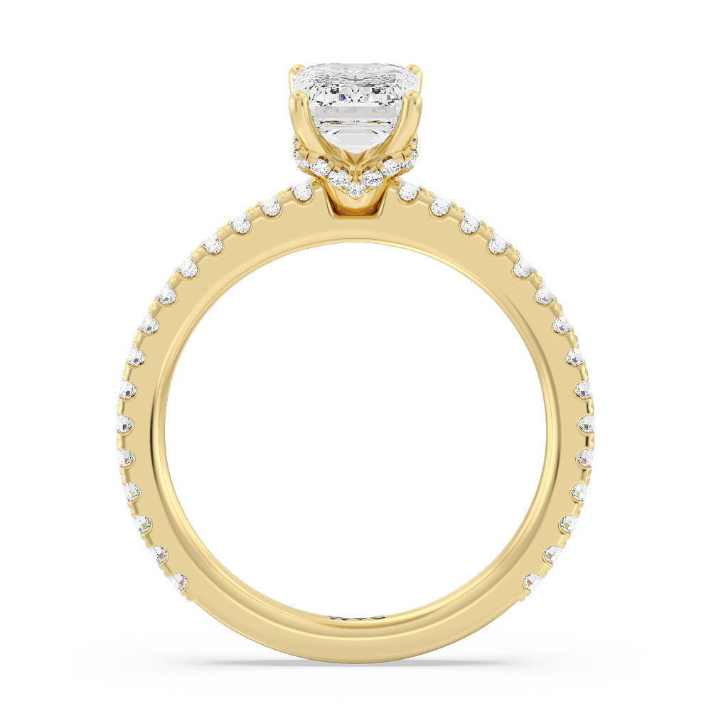 Emerald Cut Ara Midi Hidden Halo Engagement Ring with Lab Grown Diamond in 14KT Yellow Gold view 2
