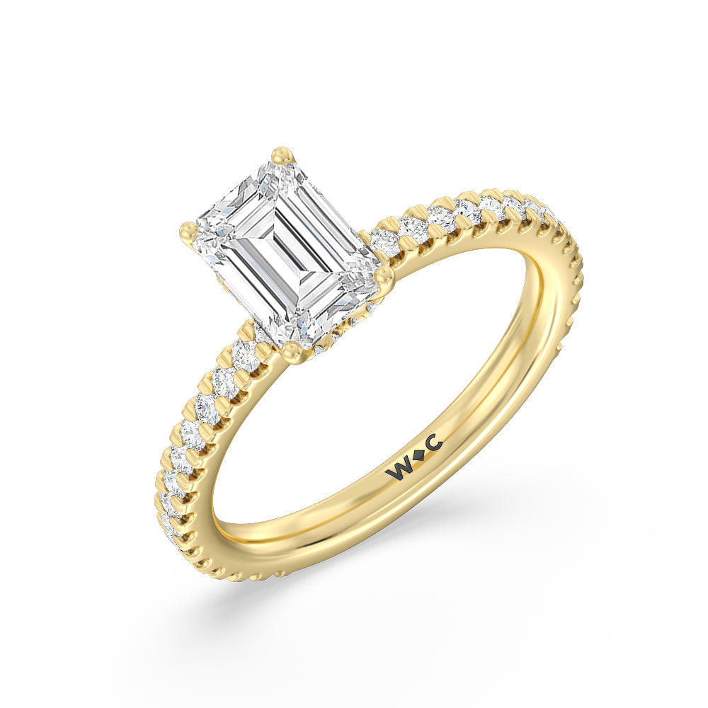 Emerald Cut Ara Midi Hidden Halo Engagement Ring with Lab Grown Diamond in 14KT Yellow Gold view 3
