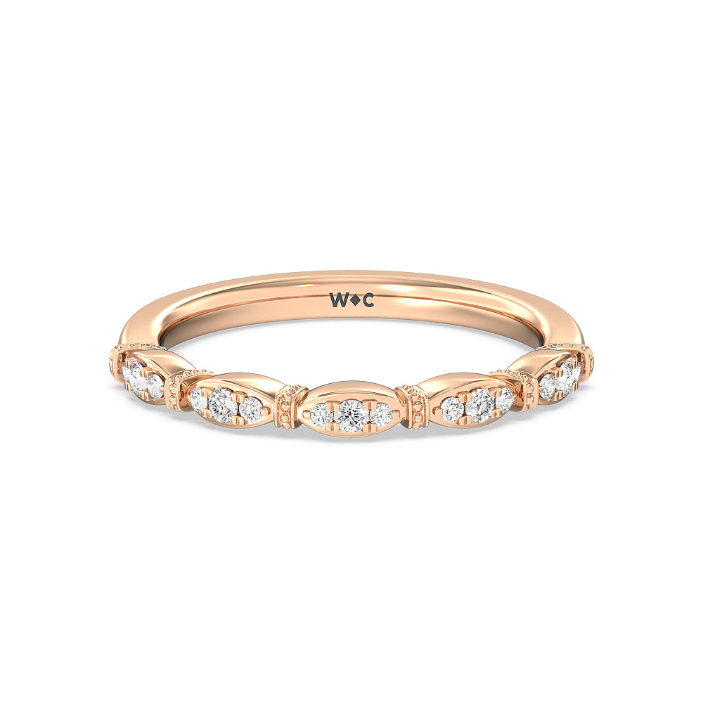 The Florence Wedding Band with 18KT Rose Gold Cut Diamond in 14KT Rose Gold view 1
