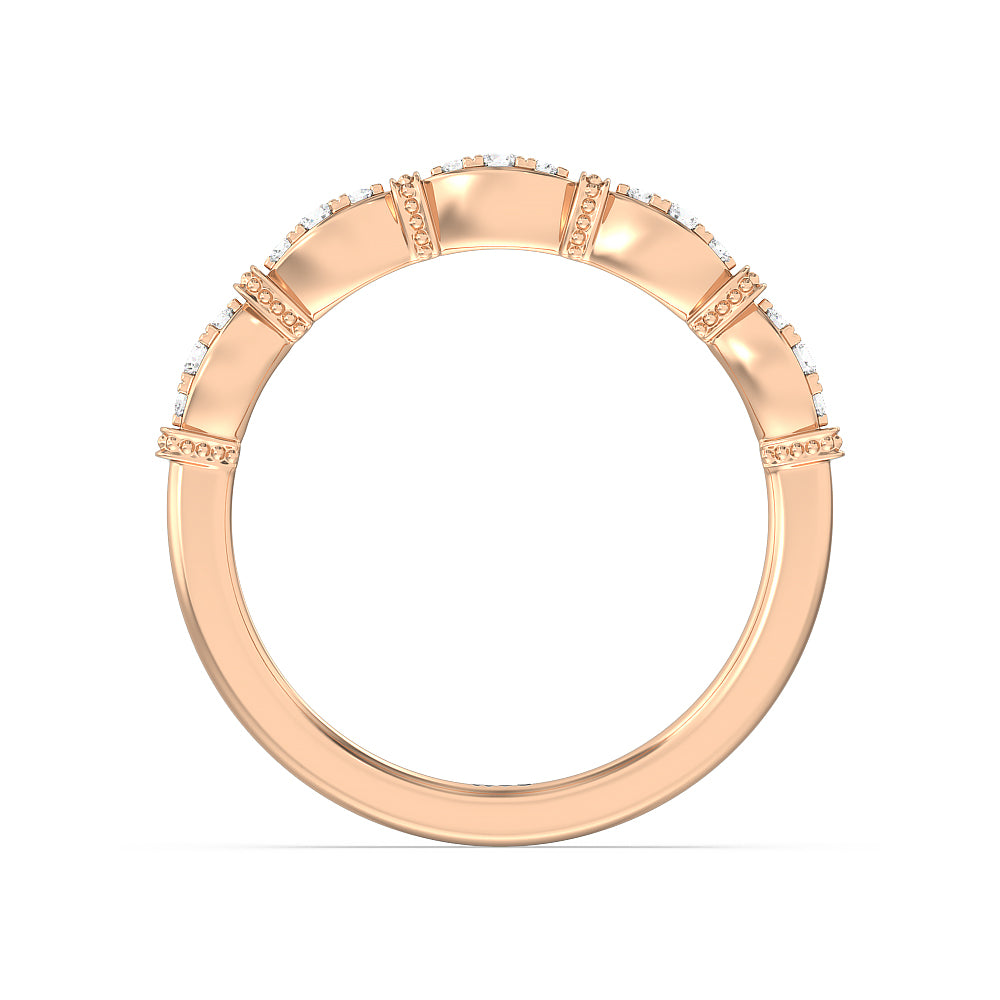 The Florence Wedding Band with 18KT Rose Gold Cut Diamond in 14KT Rose Gold view 4
