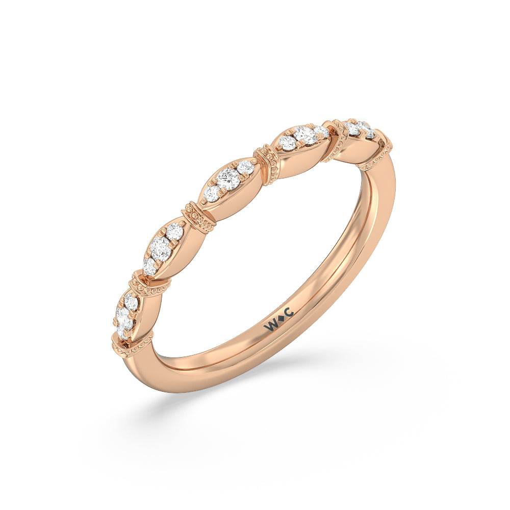 The Florence Wedding Band with 18KT Rose Gold Cut Diamond in 14KT Rose Gold view 2

