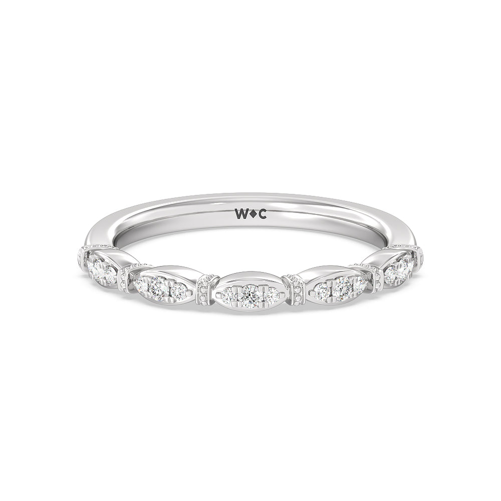 The Florence Wedding Band with Platinum Cut Diamond in 14KT Platinum view 1
